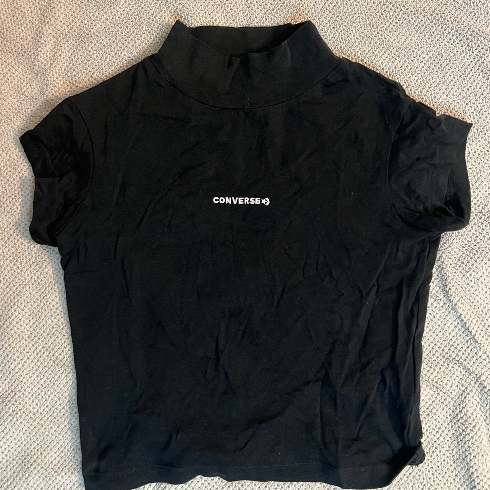 Converse Women’s Black Fitted Short Sleeve Crop Top